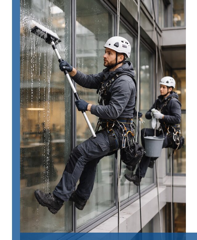 Профессиональная мойка витражей промышленными альпинистами в Ногинске