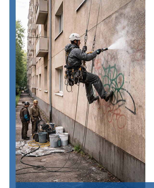 Удаление граффити с фасада в Ногинске без следов и повреждений