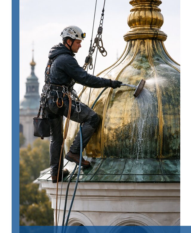 Профессиональная мойка куполов и шпилей высотными альпинистами в Ногинске