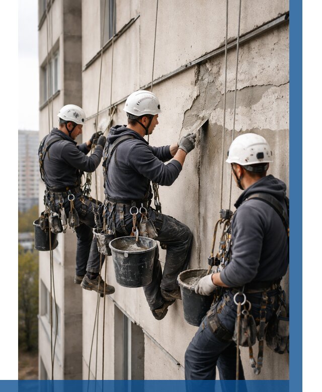 Ремонт бетонных элементов фасада в Ногинске от 2533 р. | ВЫСОТНИК-Нгн