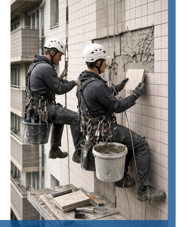 Ремонт облицовки фасада плиткой в Ногинске от 1824 р. | ВЫСОТНИК-Нгн