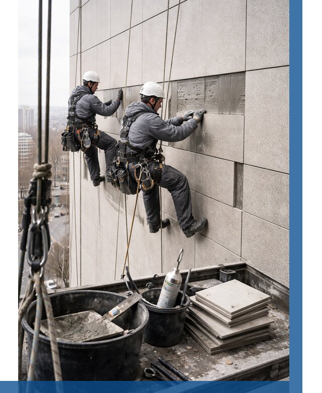 Ремонт фасада из керамогранита в Ногинске от 2533 р. | ВЫСОТНИК-Нгн