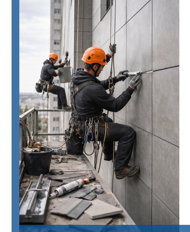 Профессиональный ремонт фасада из керамогранита в Ногинске