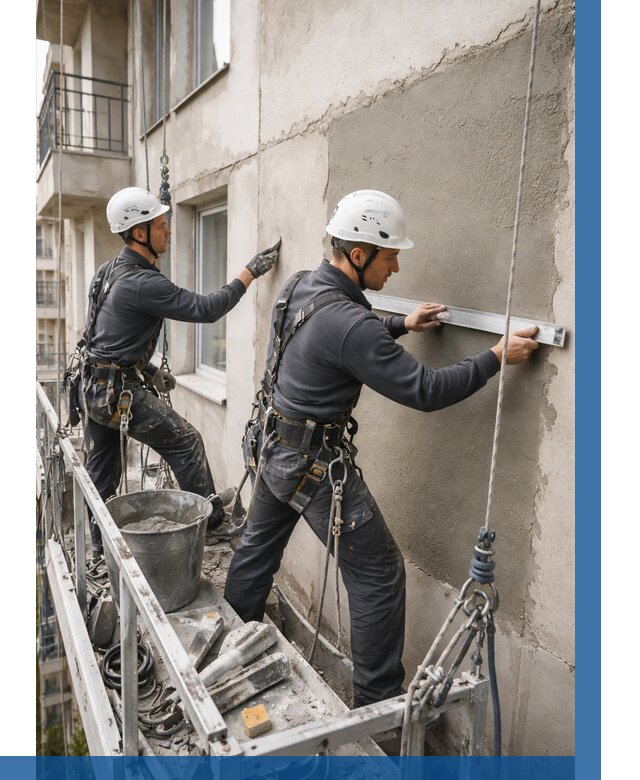 Штукатурка фасада на высоте в Ногинске от 912 р. | ВЫСОТНИК-Нгн