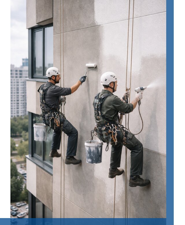 Покраска фасада альпинистами в Ногинске от 304 р. | ВЫСОТНИК-Нгн