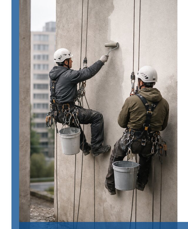 Покраска фасадов высотными альпинистами в Ногинске с гарантией