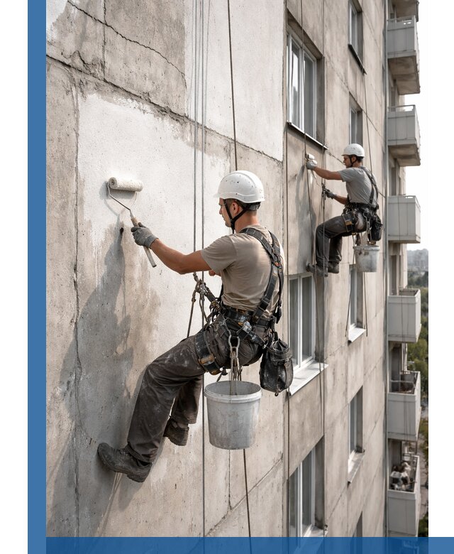 Покраска бетонного фасада в Ногинске для жилых и промышленных объектов