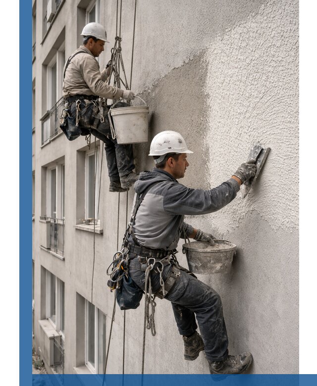 Нанесение декоративной штукатурки короед на фасад в Ногинске