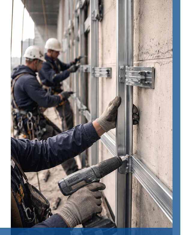 Монтаж подсистемы вентфасада в Ногинске от 861 р. | ВЫСОТНИК-Нгн