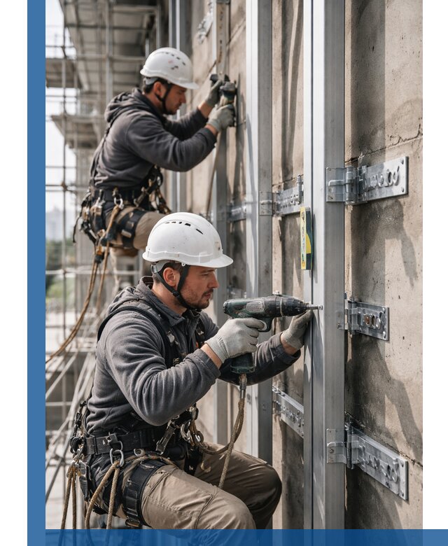 Монтаж и крепление подсистемы вентфасада в Ногинске