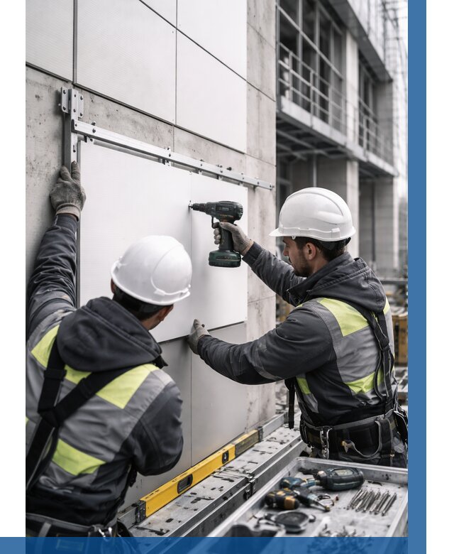 Монтаж композитных панелей фасада в Ногинске от 2533 р. | ВЫСОТНИК-Нгн