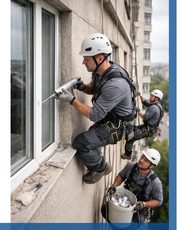 Герметизация оконных швов снаружи в Ногинске от 1520 р. | ВЫСОТНИК-Нгн