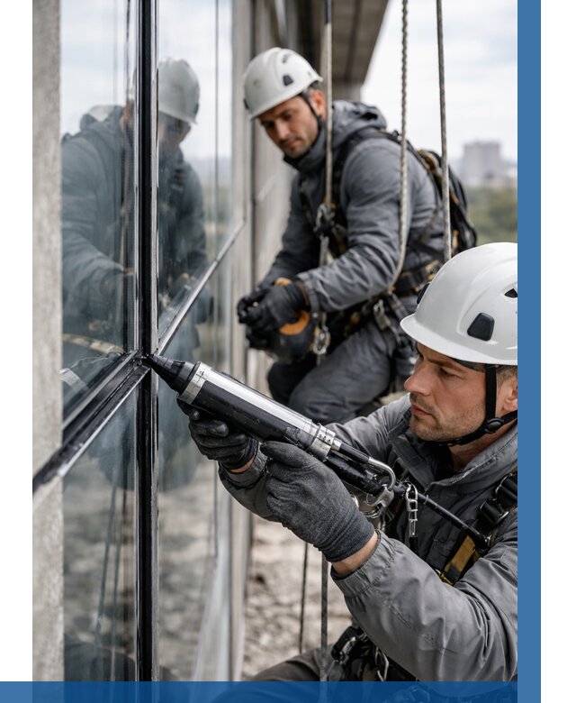 Герметизация витражных швов в Ногинске от 659 р. | ВЫСОТНИК-Нгн