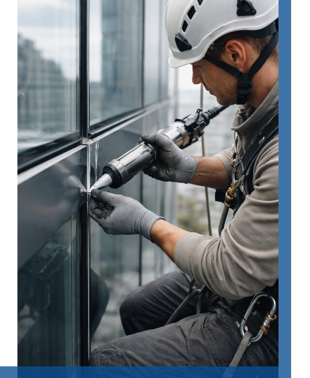 Герметизация стыков витража в Ногинске от 1216 р. | ВЫСОТНИК-Нгн