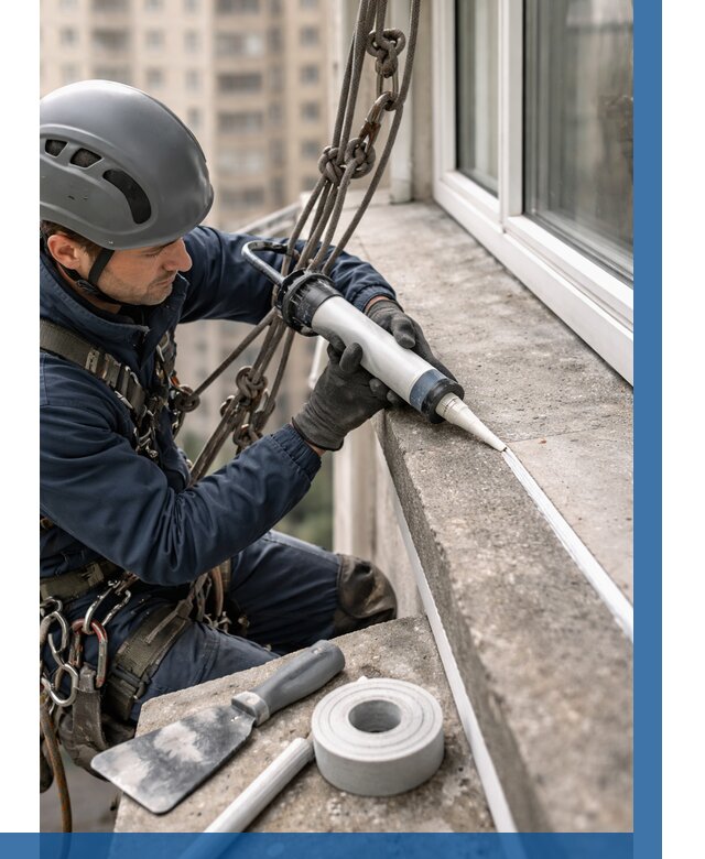 Герметизация балконного козырька в Ногинске от 4559 р. | ВЫСОТНИК-Нгн