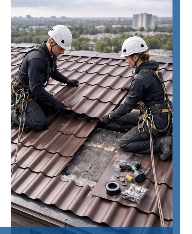 Ремонт металлочерепицы на крыше в Ногинске от 912 р. | ВЫСОТНИК-Нгн