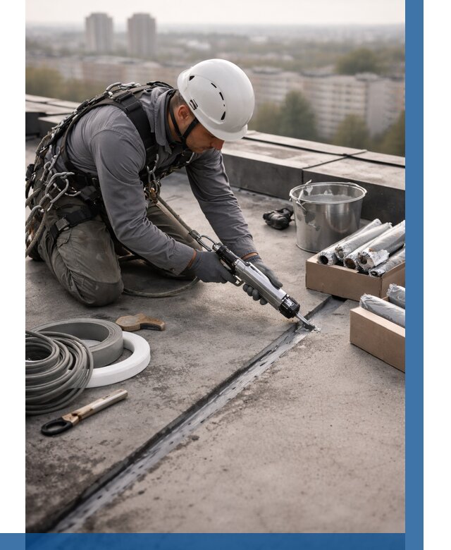 Герметизация швов кровли в Ногинске от 456 р./м2 | ВЫСОТНИК-Нгн