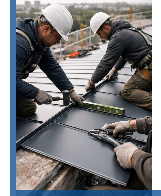 Монтаж фальцевой кровли в Ногинске для промышленных зданий