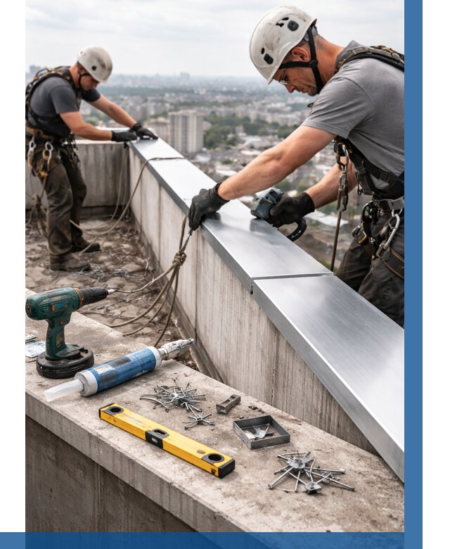 Монтаж парапетных крышек в Ногинске от 810 р. | ВЫСОТНИК-Нгн