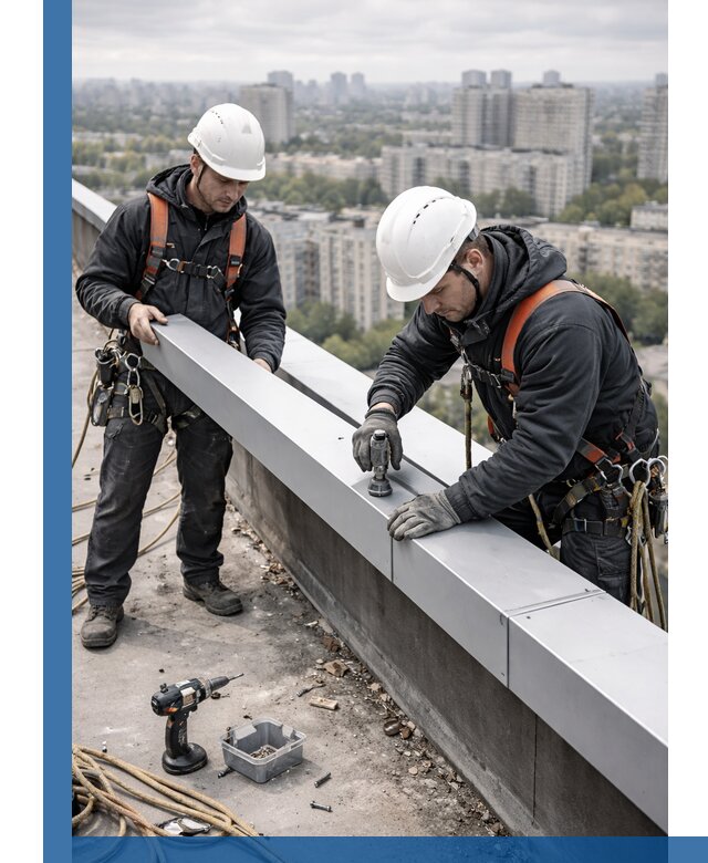 Монтаж парапетных крышек и ограждений кровли в Ногинске