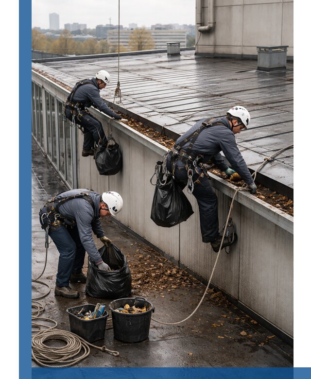 Очистка кровли по периметру в Ногинске силами промышленных альпинистов