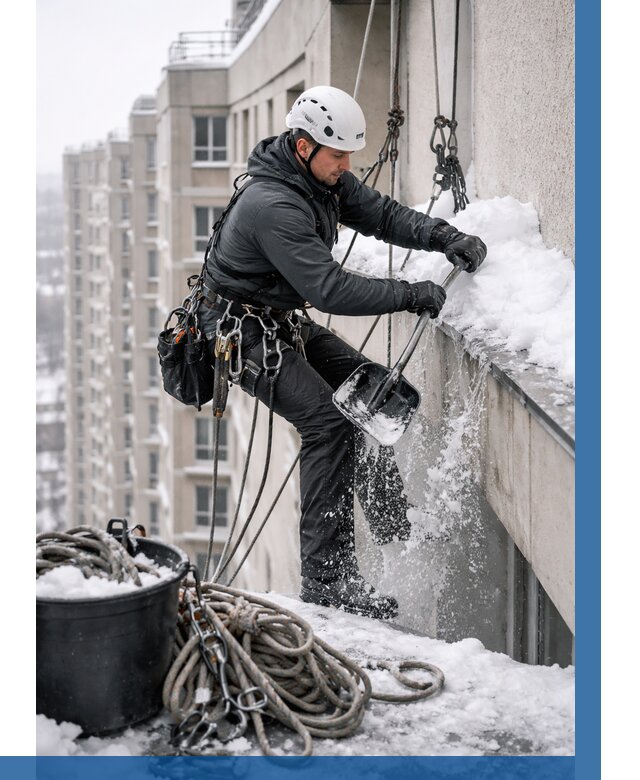 Очистка карнизов от снега в Ногинске от 304 р. | ВЫСОТНИК-Нгн