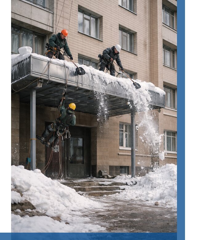 Очистка козырьков от снега в Ногинске от 3546 р. | ВЫСОТНИК-Нгн