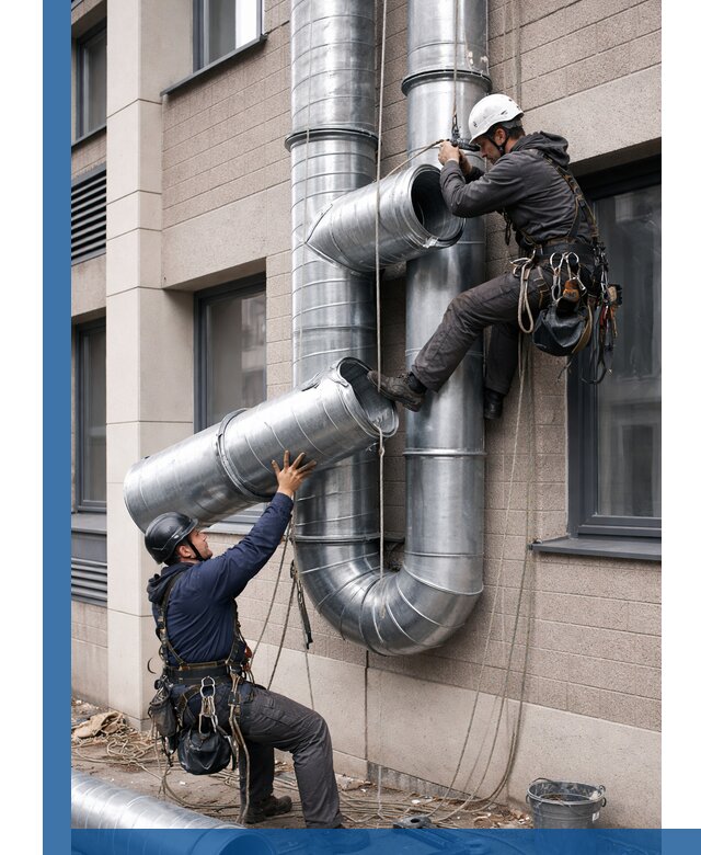 Монтаж фасадных воздуховодов в Ногинске с герметизацией и крепежом
