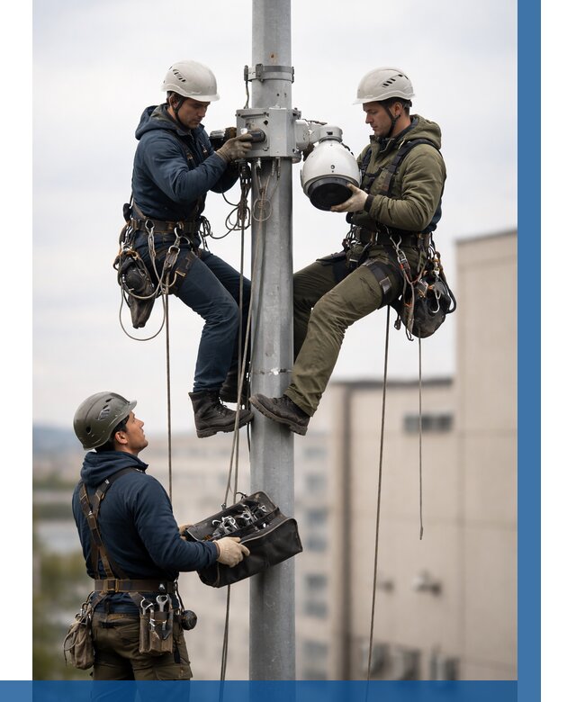 Установка видеокамер на мачте в Ногинске от 8611 р. | ВЫСОТНИК-Нгн