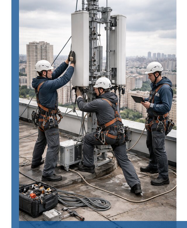 Монтаж антенн связи на крыше в Ногинске с вводом в эксплуатацию