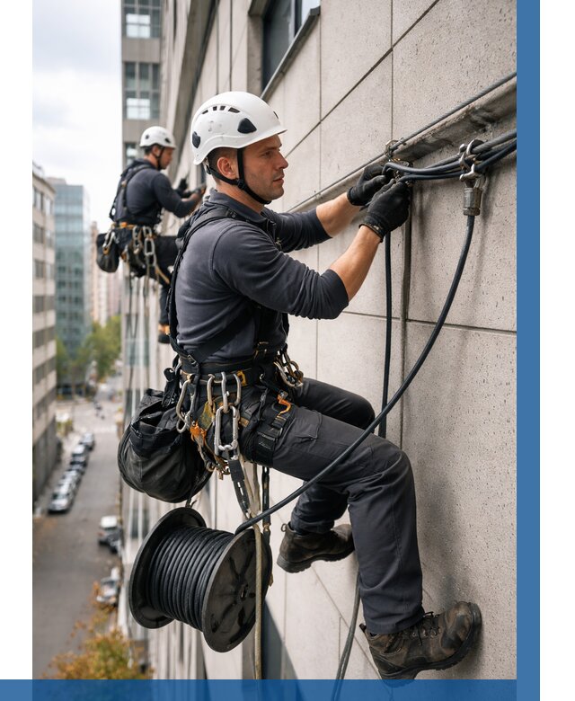 Прокладка кабеля по фасаду в Ногинске от 355 р. | ВЫСОТНИК-Нгн