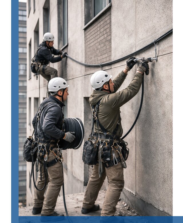 Прокладка кабеля по фасаду в Ногинске, профессиональный монтаж