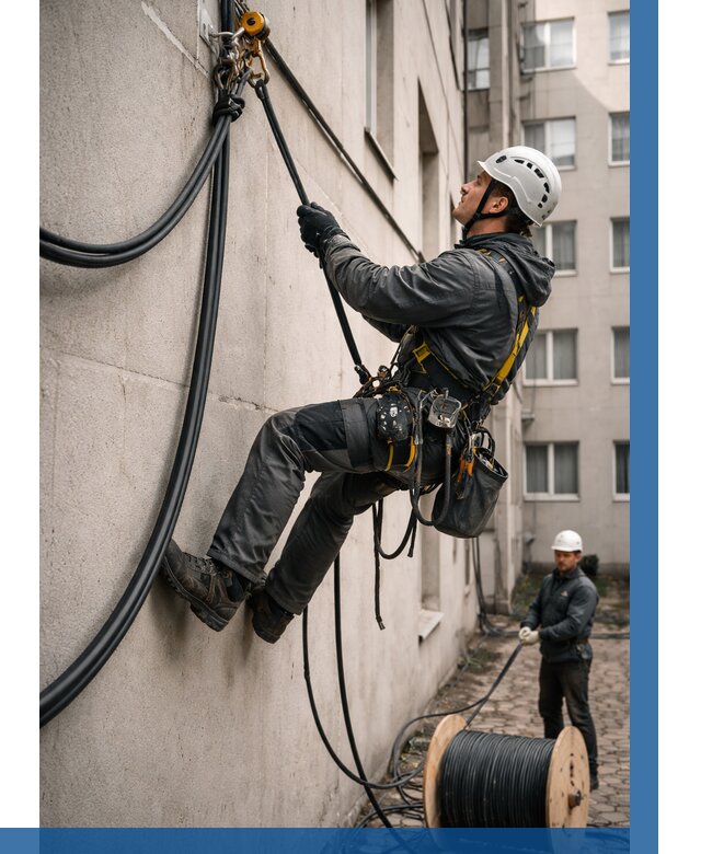 Протяжка кабеля питания на высоте в Ногинске от 456 р. | ВЫСОТНИК-Нгн