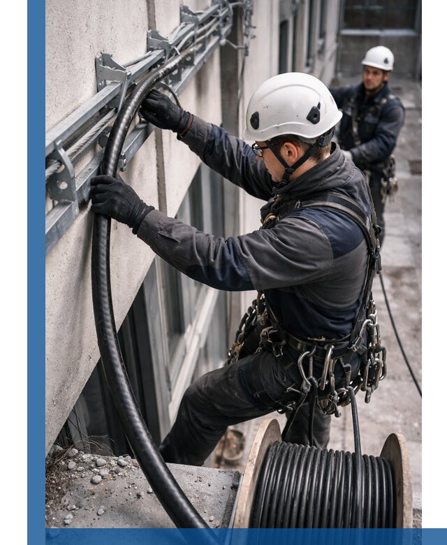 Протяжка кабеля питания на высоте в Ногинске с гарантией безопасности и качества