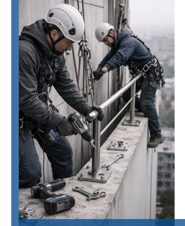 Монтаж перил на высоте в Ногинске для жилых и промобъектов