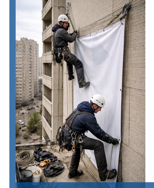 Профессиональный монтаж баннеров на фасаде в Ногинске