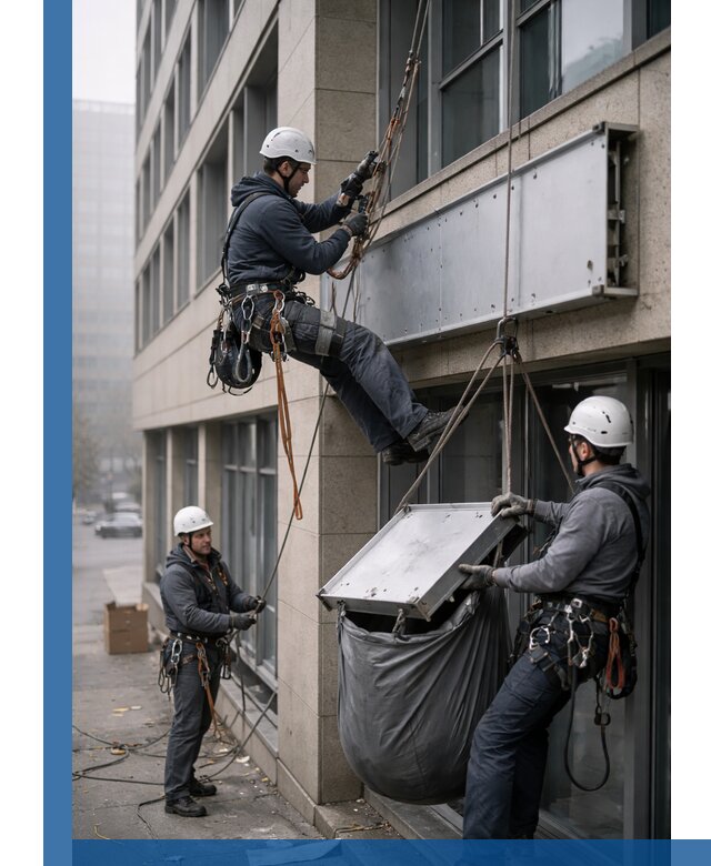 Демонтаж рекламной вывески с высотными работами в Ногинске