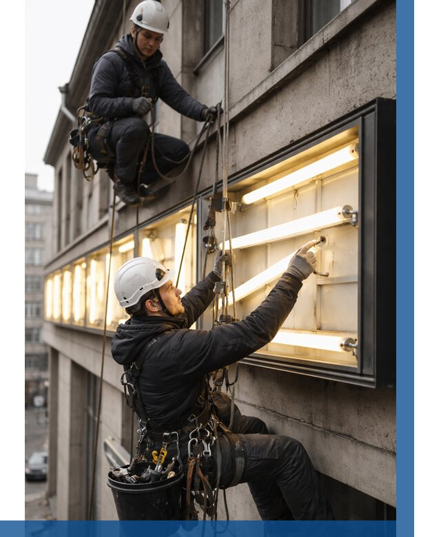 Замена ламп в вывеске в Ногинске под ключ от 3546 р. | ВЫСОТНИК-Нгн