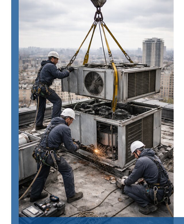 Демонтаж крышной установки в Ногинске любой сложности