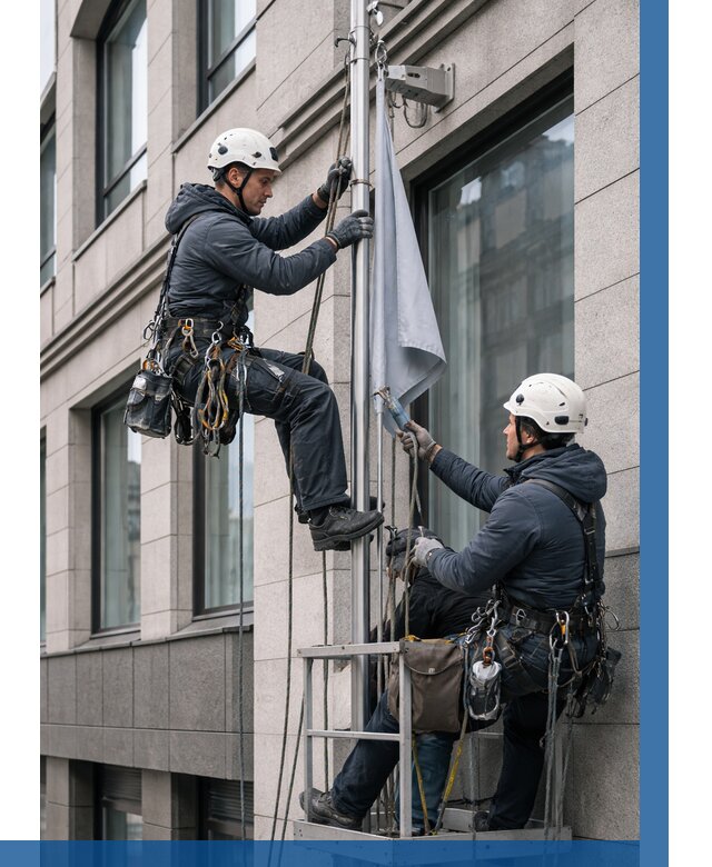 Установка флагов на фасаде в Ногинске от 4559 р. | ВЫСОТНИК-Нгн