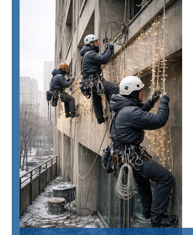 Монтаж новогодней иллюминации и украшение фасадов в Ногинске