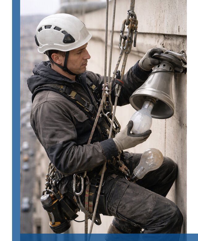 Замена ламп на высоте в Ногинске профессионально и быстро