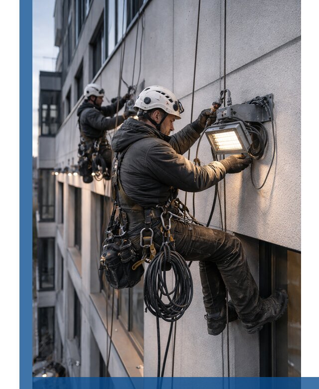 Монтаж фасадного освещения в Ногинске установка и подключение