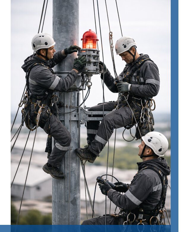 Монтаж заградительных огней в Ногинске от 8611 р. | ВЫСОТНИК-Нгн