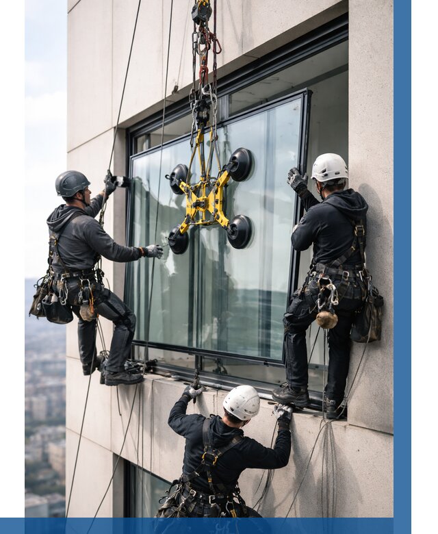 Монтаж стеклопакетов на высоте в Ногинске от 3242 р. | ВЫСОТНИК-Нгн