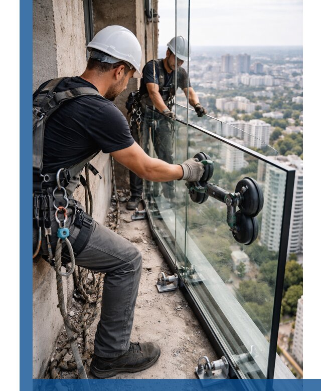 Монтаж стеклянных ограждений под ключ с гарантией в Ногинске