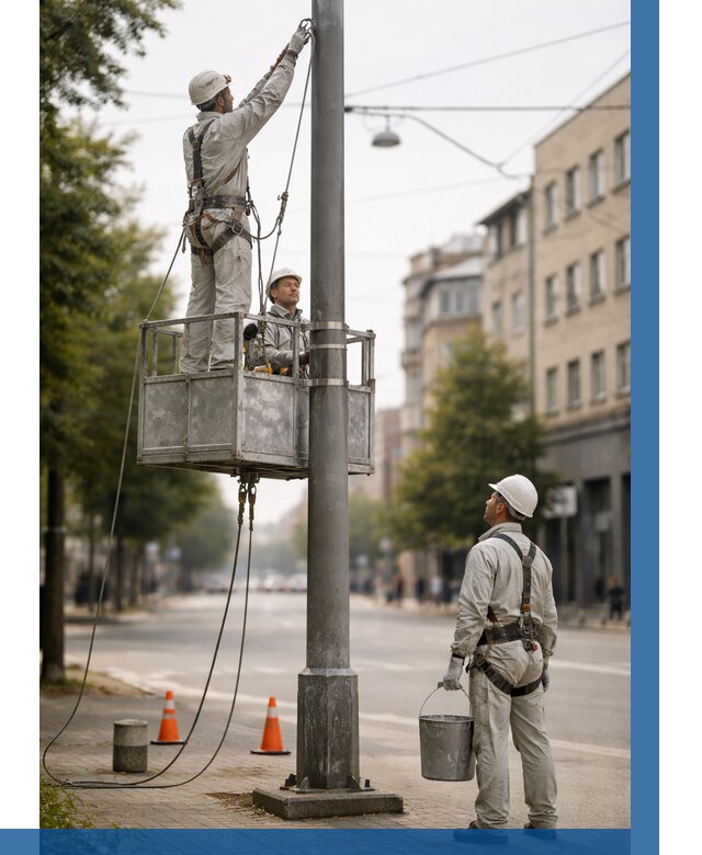 Покраска опор освещения в Ногинске от 5066 р. | ВЫСОТНИК-Нгн