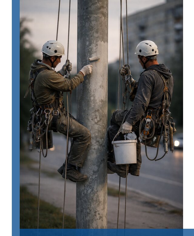 Покраска опор освещения и антикоррозийная защита в Ногинске