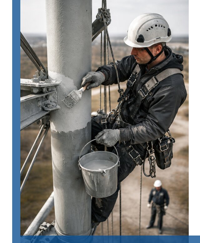 Покраска мачт связи в Ногинске промышленными альпинистами