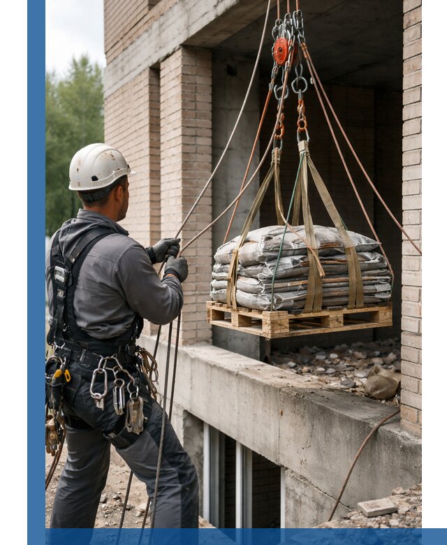 Подъем материалов на этаж веревками в Ногинске оперативно